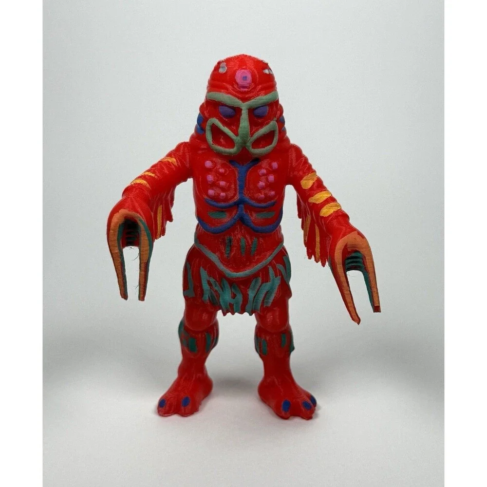 Angry Red Planet HAND PAINTED Three Eyed Martian Predator Toy Figure